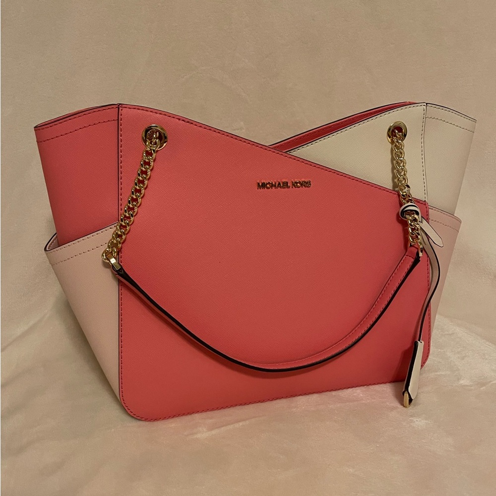 NWT Michael Kors Jet Set handbag PINK dusty rose COLORBLOCK